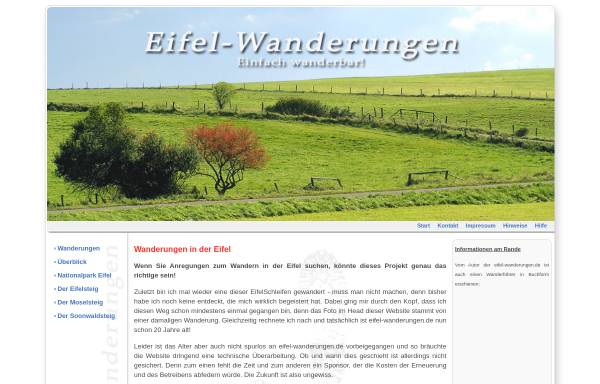 Vorschau von www.eifel-wanderungen.de, Eifel-Wanderungen