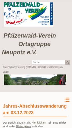 Vorschau der mobilen Webseite pwv-ogneupotz.de, Pfälzerwald-Verein, Ortsgruppe Neupotz e.V.
