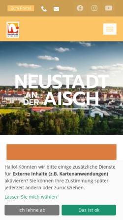 Vorschau der mobilen Webseite www.neustadt-aisch.de, Stadt Neustadt an der Aisch