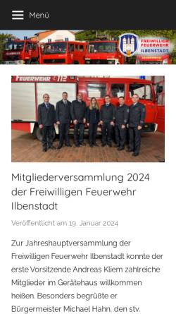 Vorschau der mobilen Webseite www.feuerwehr-ilbenstadt.de, Freiwillige Feuerwehr Ilbenstadt e.V.