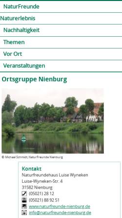 Vorschau der mobilen Webseite www.naturfreunde-nienburg.de, Naturfreunde Nienburg