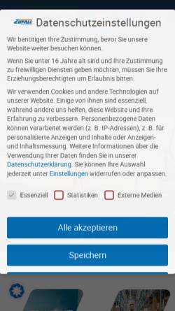 Vorschau der mobilen Webseite www.zufall.de, Axthelm + Zufall GmbH & Co. KG