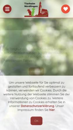 Vorschau der mobilen Webseite www.tierschutzverein-noerdlingen.de, Tierschutzverein Nördlingen und Umgebung e.V.