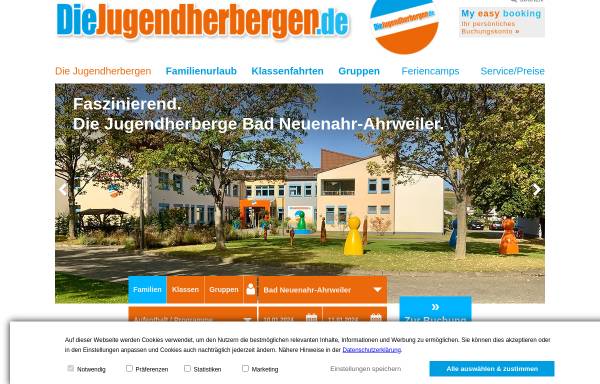 Vorschau von www.diejugendherbergen.de, Jugendgästehaus Bad Neuenahr - Ahrweiler