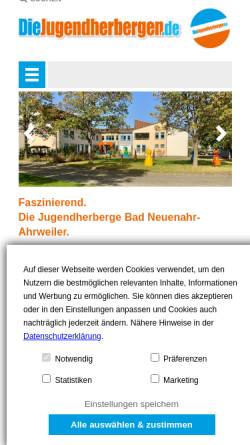 Vorschau der mobilen Webseite www.diejugendherbergen.de, Jugendgästehaus Bad Neuenahr - Ahrweiler