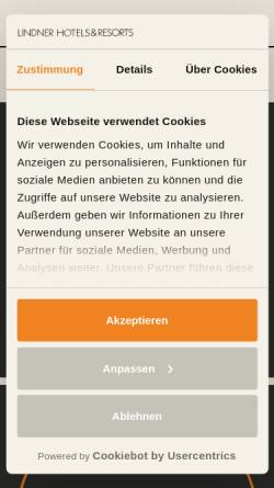 Vorschau der mobilen Webseite www.lindner.de, Lindner Hotels und Ferienpark Nürburgring