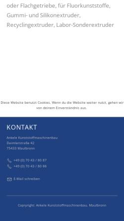 Vorschau der mobilen Webseite www.ankele.de, Ankele Kunststoffmaschinenbau GbR