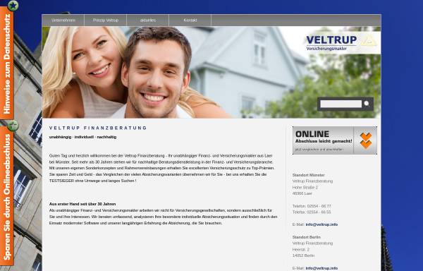 Vorschau von www.veltrup.info, Veltrup - Finanzberatung, Inhaber Kurt Veltrup jun.