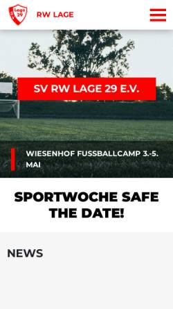 Vorschau der mobilen Webseite rw-lage.de, SV Rot-Weiß Lage 29 e. V.
