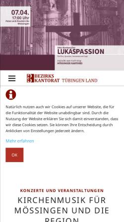 Vorschau der mobilen Webseite www.kirchenmusik-moessingen.de, Kirchenmusik in Mössingen