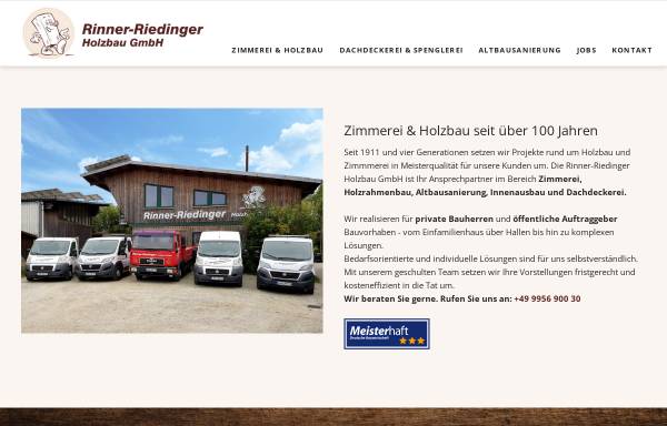 Vorschau von rinner-riedinger.de, Zimmerei und Holzbau Rinner-Riedinger GmbH
