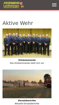 Vorschau der mobilen Webseite www.feuerwehr-landesbergen.de, Freiwillige Feuerwehr Landesbergen