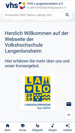 Vorschau der mobilen Webseite vhs-langenlonsheim.de, Volksbildungswerk Langenlonsheim