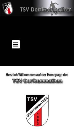 Vorschau der mobilen Webseite www.tsv-dorfkemmathen.de, TSV Dorfkemmathen