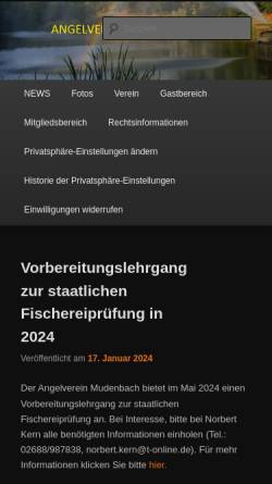 Vorschau der mobilen Webseite www.asv-mudenbach.de, Angelsportverein Mudenbach