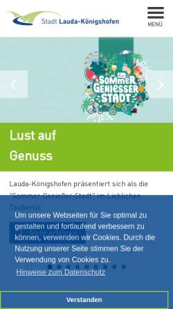 Vorschau der mobilen Webseite www.lauda-koenigshofen.de, Stadt Lauda-Königshofen