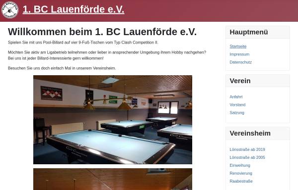 Vorschau von www.bc-lauenfoerde.de, Pool Billard Club 1. BC Lauenförde