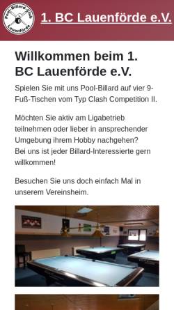 Vorschau der mobilen Webseite www.bc-lauenfoerde.de, Pool Billard Club 1. BC Lauenförde