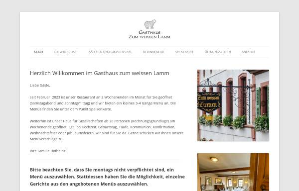Vorschau von www.lamm-laumersheim.de, Gasthaus Zum weissen Lamm
