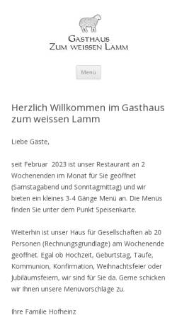 Vorschau der mobilen Webseite www.lamm-laumersheim.de, Gasthaus Zum weissen Lamm