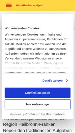 Vorschau der mobilen Webseite www.asb-heilbronn.de, ASB-Lauffen