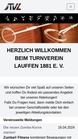 Vorschau der mobilen Webseite www.tvlauffen.de, Turnverein Lauffen 1881 e. V.