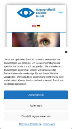 Vorschau der mobilen Webseite www.augenprothetik-lauscha.de, Augenprothetik Lauscha GmbH