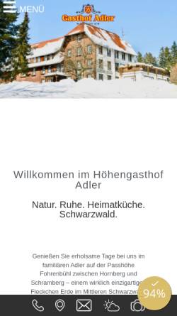 Vorschau der mobilen Webseite adler-fohrenbuehl.de, Höhengasthof Adler