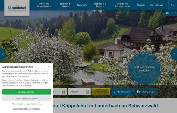 Vorschau von www.kaeppelehof.de, Hotel Pension Käppelehof in Lauterbach im Schwarzwald