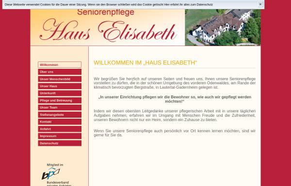 Vorschau von www.haus-elisabeth.de, Seniorenpflege Haus Elisabeth