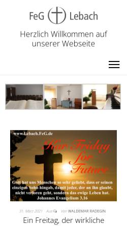 Vorschau der mobilen Webseite lebach.feg.de, FeG Freie evangelischer Gemeinde Lebach