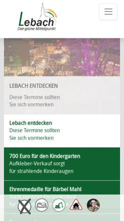 Vorschau der mobilen Webseite www.lebach.de, Stadt Lebach