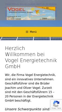 Vorschau der mobilen Webseite www.solar-vogel.de, Vogel Energietechnik GmbH