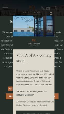 Vorschau der mobilen Webseite www.hotel-villa-toskana.de, Hotel Villa Toskana