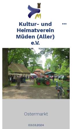 Vorschau der mobilen Webseite www.kuh-mueden.de, Kultur- und Heimatverein Müden (Aller) e.V.
