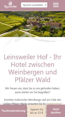 Vorschau der mobilen Webseite www.leinsweilerhof.de, Hotel Leinsweiler Hof