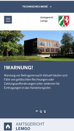 Vorschau der mobilen Webseite www.ag-lemgo.nrw.de, Amtsgericht Lemgo