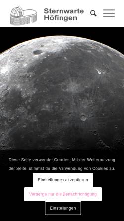 Vorschau der mobilen Webseite www.sternwarte-hoefingen.de, Sternwarte Höfingen
