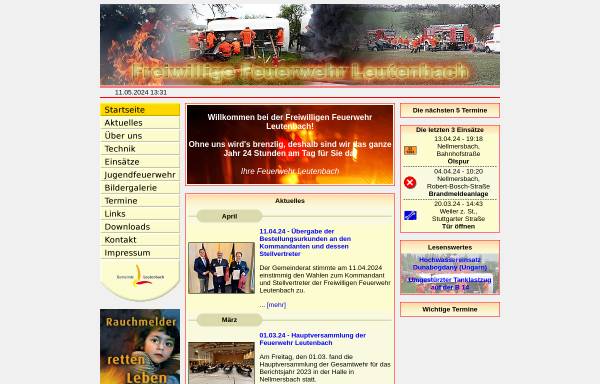 Vorschau von www.feuerwehr.leutenbach.de, Freiwillige Feuerwehr