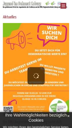 Vorschau der mobilen Webseite jugend-im-dekanat-coburg.de, BDKJ und erzbischöfliches Jugendamt im Dekanat Lichtenfeld