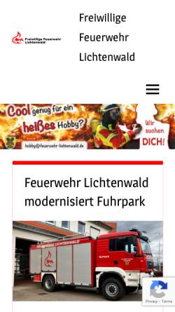Vorschau der mobilen Webseite www.feuerwehr-lichtenwald.de, Freiwillige Feuerwehr Lichtenwald