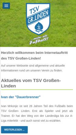 Vorschau der mobilen Webseite www.tsv-grossen-linden.com, TSV Großen-Linden e.V.