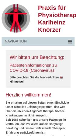 Vorschau der mobilen Webseite www.physiotherapie-knoerzer.de, Physiotherapie Knörzer