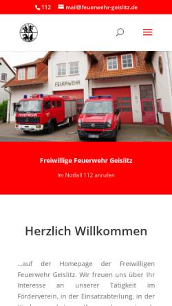 Vorschau der mobilen Webseite www.feuerwehr-geislitz.de, Freiwillige Feuerwehr Linsengericht-Geislitz