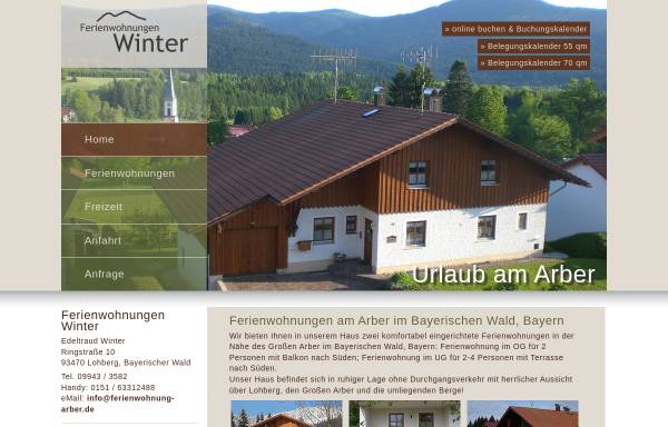 Vorschau von www.ferienwohnung-arber.de, Ferienwohnung Fam. Winter