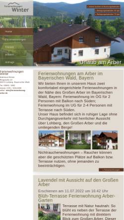 Vorschau der mobilen Webseite www.ferienwohnung-arber.de, Ferienwohnung Fam. Winter
