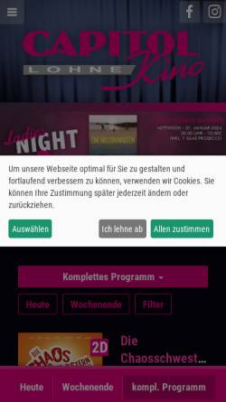 Vorschau der mobilen Webseite www.capitol-lohne.de, Capitol Kino
