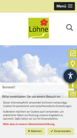 Vorschau der mobilen Webseite www.loehne.de, Stadt Löhne