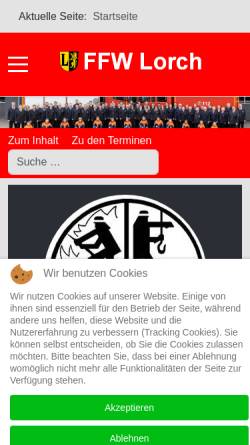 Vorschau der mobilen Webseite www.ffwlorch.de, Freiwillige Feuerwehr Lorch
