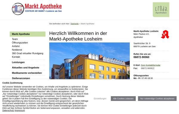Vorschau von www.markt-apotheke-losheim.de, Markt Apotheke Wolfgang Schmitt